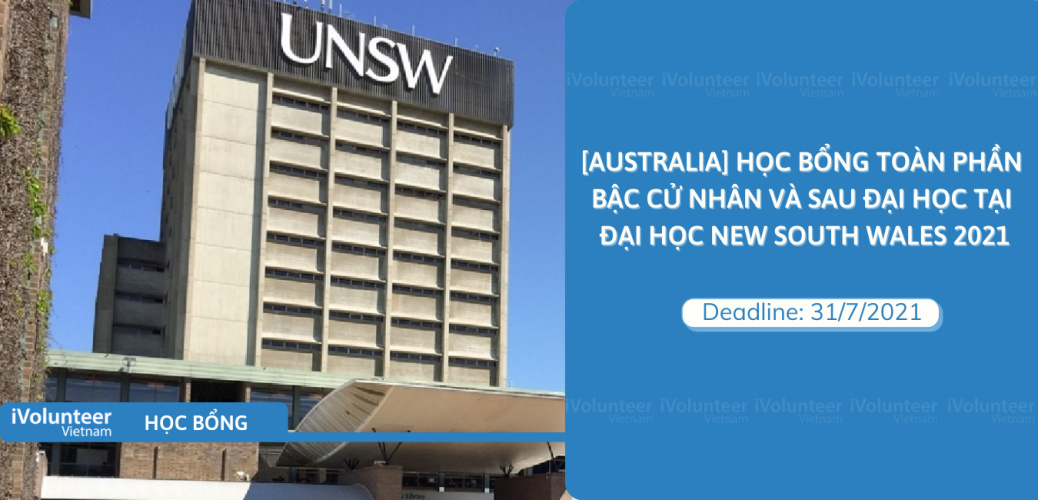 [Australia] Học Bổng Toàn Phần Bậc Cử Nhân Và Sau Đại Học Tại Đại Học New South Wales 2021