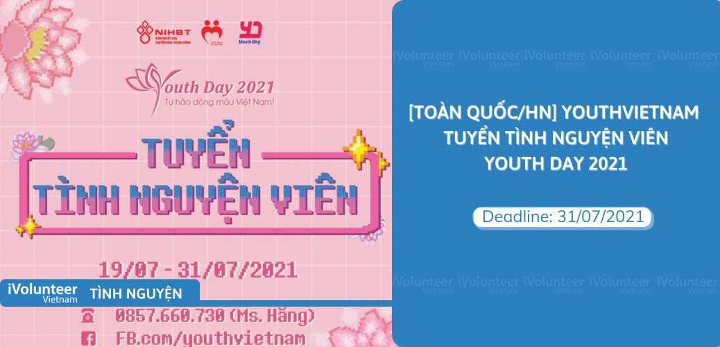 [Toàn Quốc] Youthvietnam Tuyển Tình Nguyện Viên Youth Day 2021
