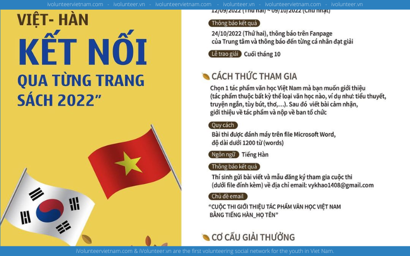 Cuộc Thi Giới Thiệu Tác Phẩm Văn Học Việt Nam Bằng Tiếng Hàn Cùng Cơ Hội Vi Vu Hàn Quốc