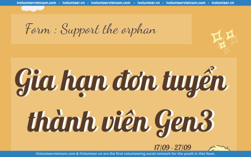 Dự Án Support The Orphans Gia Hạn Đơn Tuyển Thành Viên Gen 3.0
