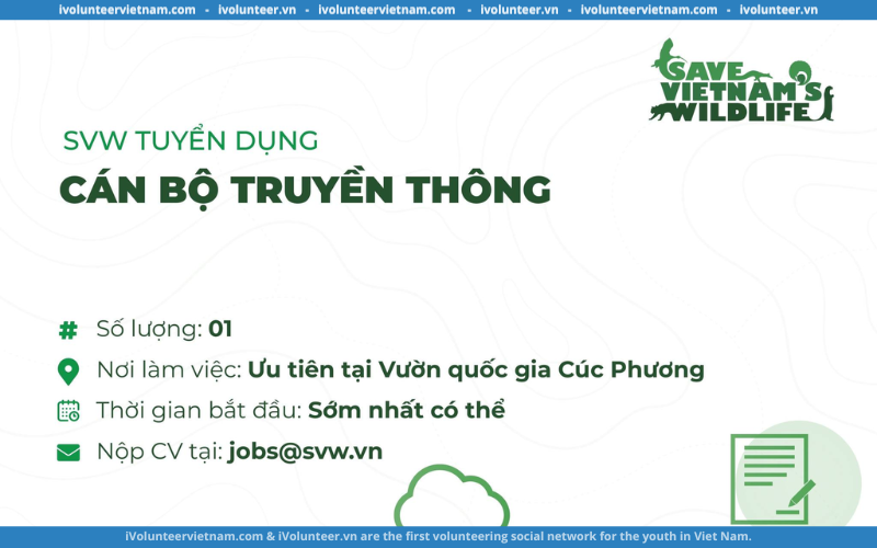 Tổ Chức Save Vietnam's Wildlife Tuyển Dụng Cán Bộ Truyền Thông