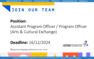 Trung Tâm Giao Lưu Văn Hóa Nhật Bản Tại Việt Nam Tuyển Dụng Trợ Lý Chương Trình Trong Lĩnh Vực Trao Đổi Văn Hóa & Nghệ Thuật