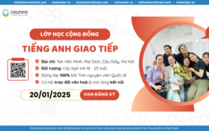 Tổ chức Tình Nguyện Vì Hoà Bình (VPV) Tuyển Sinh Học Viên Cho Dự Án “English Community Class 2025” – Học Tiếng Anh Miễn Học Phí Với Tình Nguyện Viên Quốc Tế